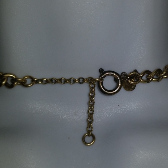 Ann Taylor Necklace Rhinestone Acrylic Gold Tone - Picture 5 of 8